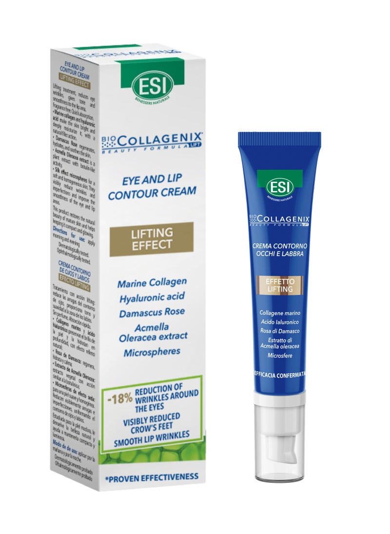 ESI Eyes & Lips Contour Cream, 15ml with Damascus Rose, Marine Collagen & Hyaluronic Acid - Reduces Wrinkles, Firms & Smooths Skin, Hydrates & Restores, Fragrance-Free, Quick Absorption, Filler Effect, Improves Skin Tone  - Image 1