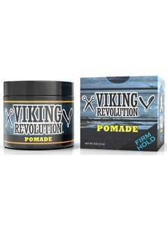 Viking Revolution Pomade for Men 4oz - Firm Strong Hold & High Shine for Classic Styling - Water Based & Easy to Wash Out (Firm, 1 Pack)  - Image 5
