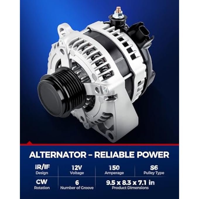 KAX Alternator 150AMP 12V CW 6-Groove Pulley Fit for Chevy Silverado 1500/2500/3500 HD 2014-2019, Fit for GMC Sierra 1500/2500/3500 HD 2014-2022, Fit for Cadillac Escalade 2018-2020 Replace 14007N - Image 4