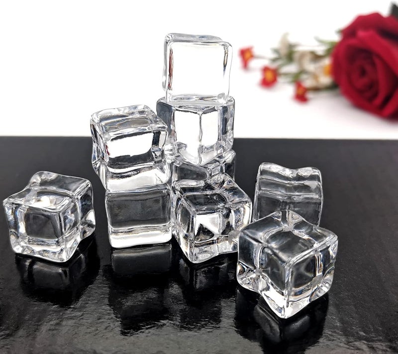 Zalaxt Fake Ice Cubes, 100pcs 15 mm Fake Ice, Artificial Acrylic Crystal Diamonds, Acrylic Ice Rocks, Vase Filler for Decoration Ice for Photography - Image 2