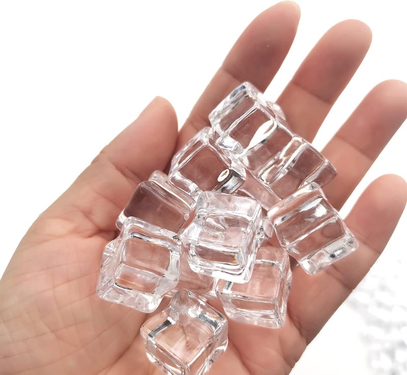 Zalaxt Fake Ice Cubes, 100pcs 15 mm Fake Ice, Artificial Acrylic Crystal Diamonds, Acrylic Ice Rocks, Vase Filler for Decoration Ice for Photography - Image 4