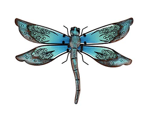 LIFFY Metal Dragonfly Wall Decor - Outdoor Garden Art for Patio, Living Room, Bedroom - Dragonfly Gifts (14inch, Metal & Glass) - Image 1