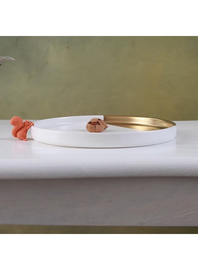Sunspire Stylish two-tone ceramic decorative tray; round, two-tone white and gold decorative vanity tray; small storage tray; ideal for rings, earrings, necklaces, watches, and cosmetics; a perfect decorative gift for women’s and girls’ bedrooms, bathrooms, and vanities - Image 4