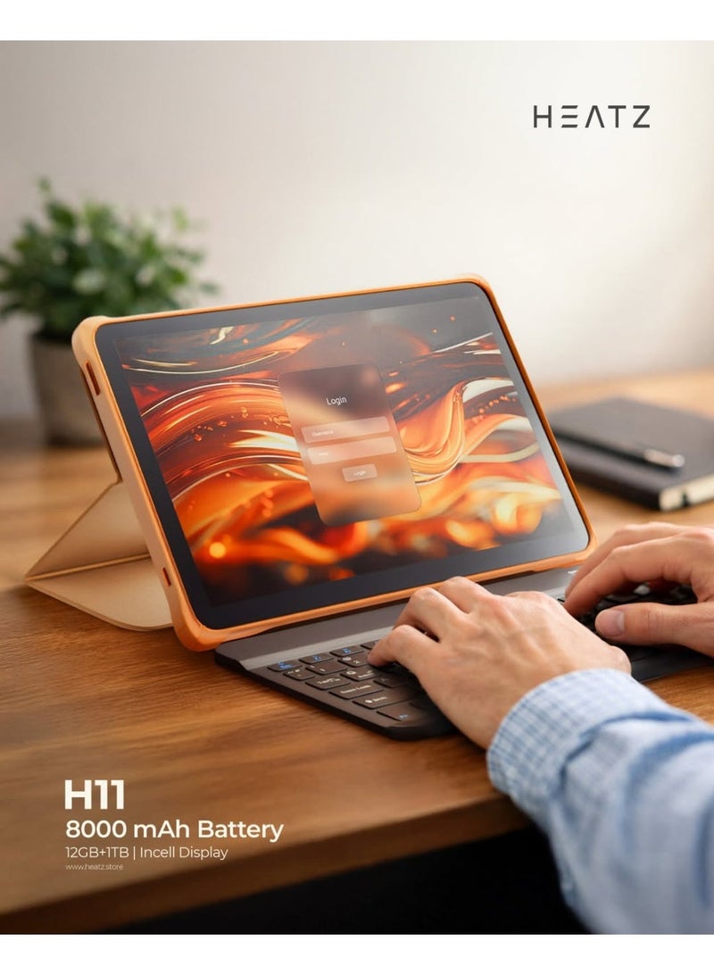 هيتز تابلت هيتز H11 الذكي بشاشة 10.1 بوصة، ذاكرة 12 جيجابايت رام، مساحة تخزين 1 تيرابايت، يدعم 5G ونظام أندرويد 15 مع مجموعة إكسسوارات كاملة (لوحة مفاتيح، ماوس، قلم). - Image 2