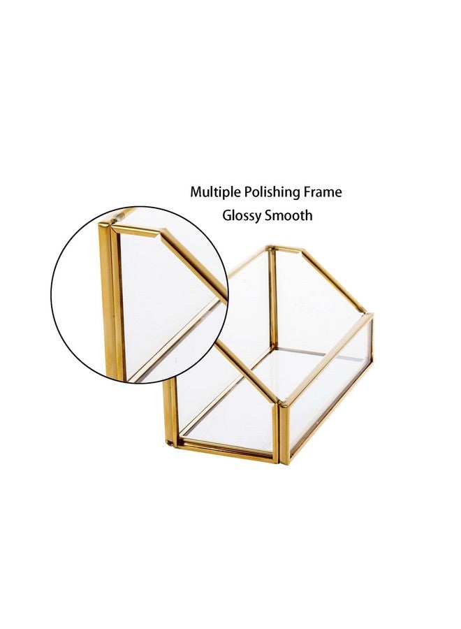 فيارل حامل بطاقات العمل الزجاجي الذهبي لعرض بطاقات العمل وحامل بطاقات العمل ومنظم التخزين لسطح المكتب (ذهبي) - Image 3