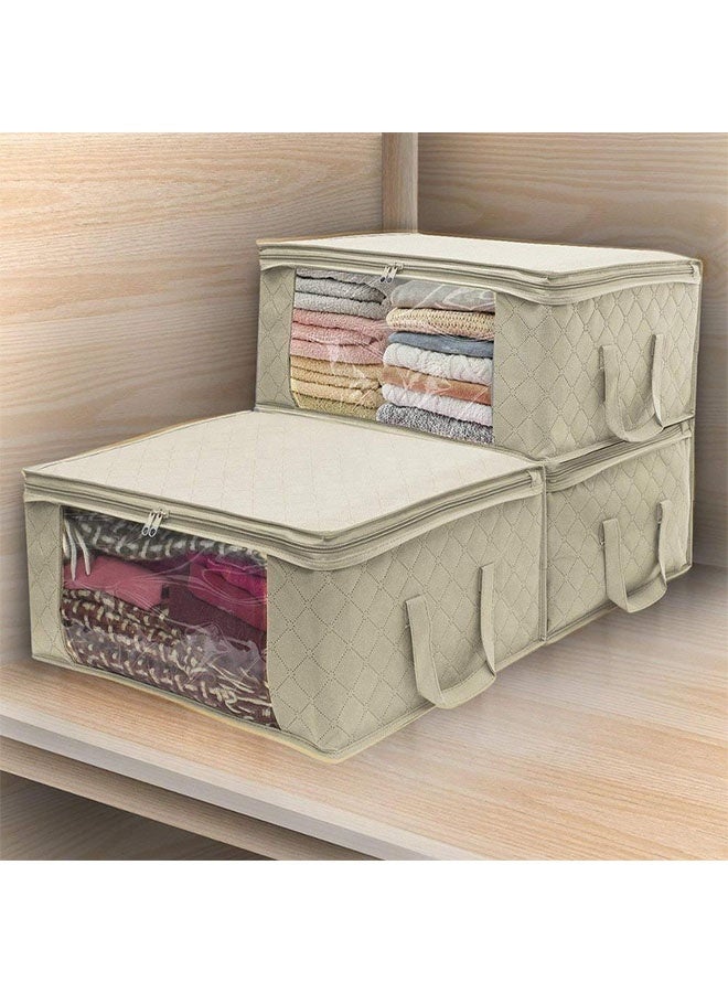 Storage Bag,Foldable Non-woven Fabric Closet Storage Bag,Foldable Closet Organizers Storage Containers with Sturdy Zipper,Oversize Clear Window,Clothes Storage Bins Closet Organizers Storage Containers with Durable Handles Thick Fabric for Blanket Comforter Clothing Bedding - Image 3