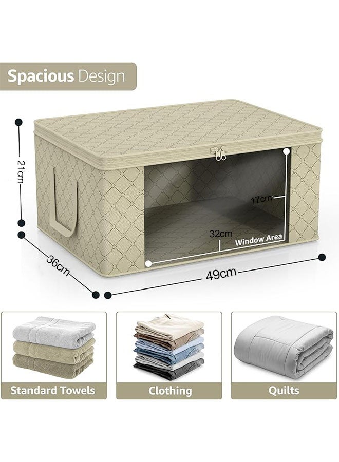 Storage Bag,Foldable Non-woven Fabric Closet Storage Bag,Foldable Closet Organizers Storage Containers with Sturdy Zipper,Oversize Clear Window,Clothes Storage Bins Closet Organizers Storage Containers with Durable Handles Thick Fabric for Blanket Comforter Clothing Bedding - Image 2