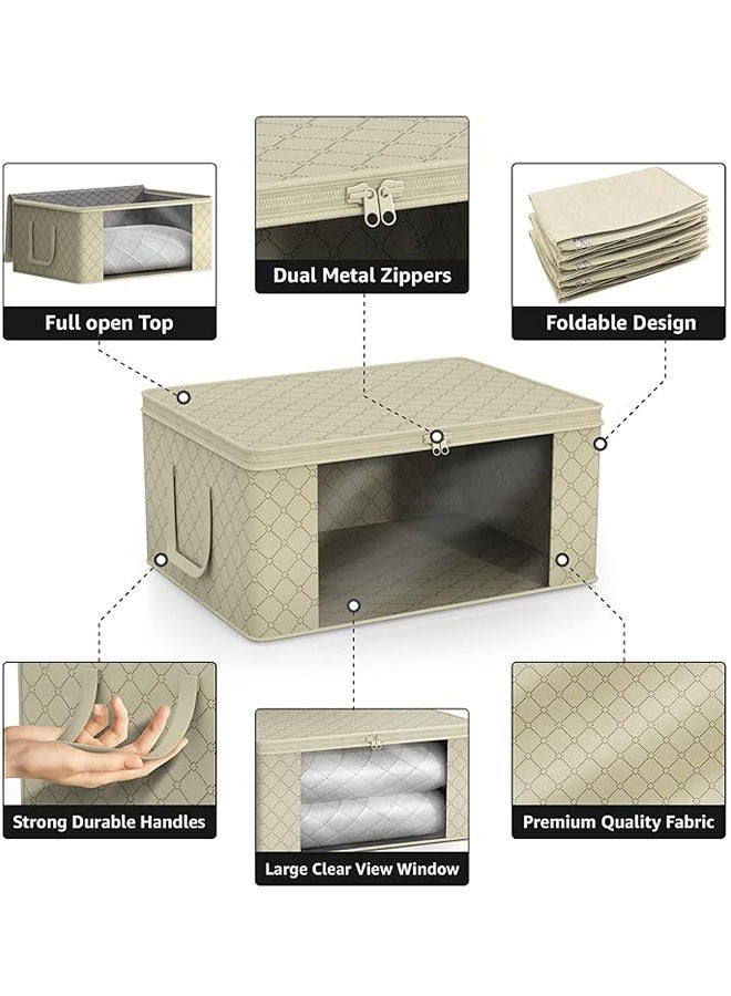 Storage Bag,Foldable Non-woven Fabric Closet Storage Bag,Foldable Closet Organizers Storage Containers with Sturdy Zipper,Oversize Clear Window,Clothes Storage Bins Closet Organizers Storage Containers with Durable Handles Thick Fabric for Blanket Comforter Clothing Bedding - Image 4