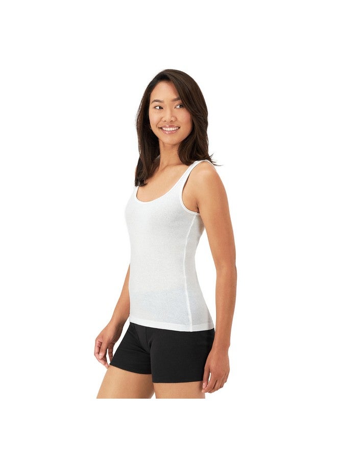 Hanes Hanes Women's Originals Knit Cotton Pack, Soft Ribbed Tank Tops, 3-Pack, White, White, White - Image 2