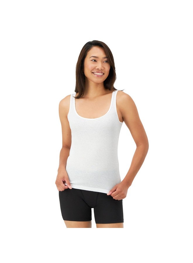 Hanes Hanes Women's Originals Knit Cotton Pack, Soft Ribbed Tank Tops, 3-Pack, White, White, White - Image 1