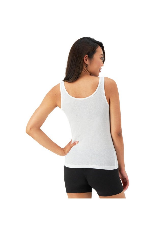 Hanes Hanes Women's Originals Knit Cotton Pack, Soft Ribbed Tank Tops, 3-Pack, White, White, White - Image 3