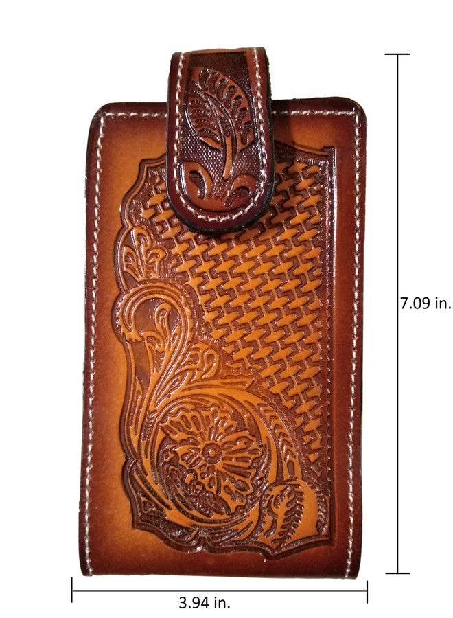 marquez Western autentic Leather Mexican Cell Phone case for Belt with Magnetic Closure. Universal Size (Orange) - Image 5