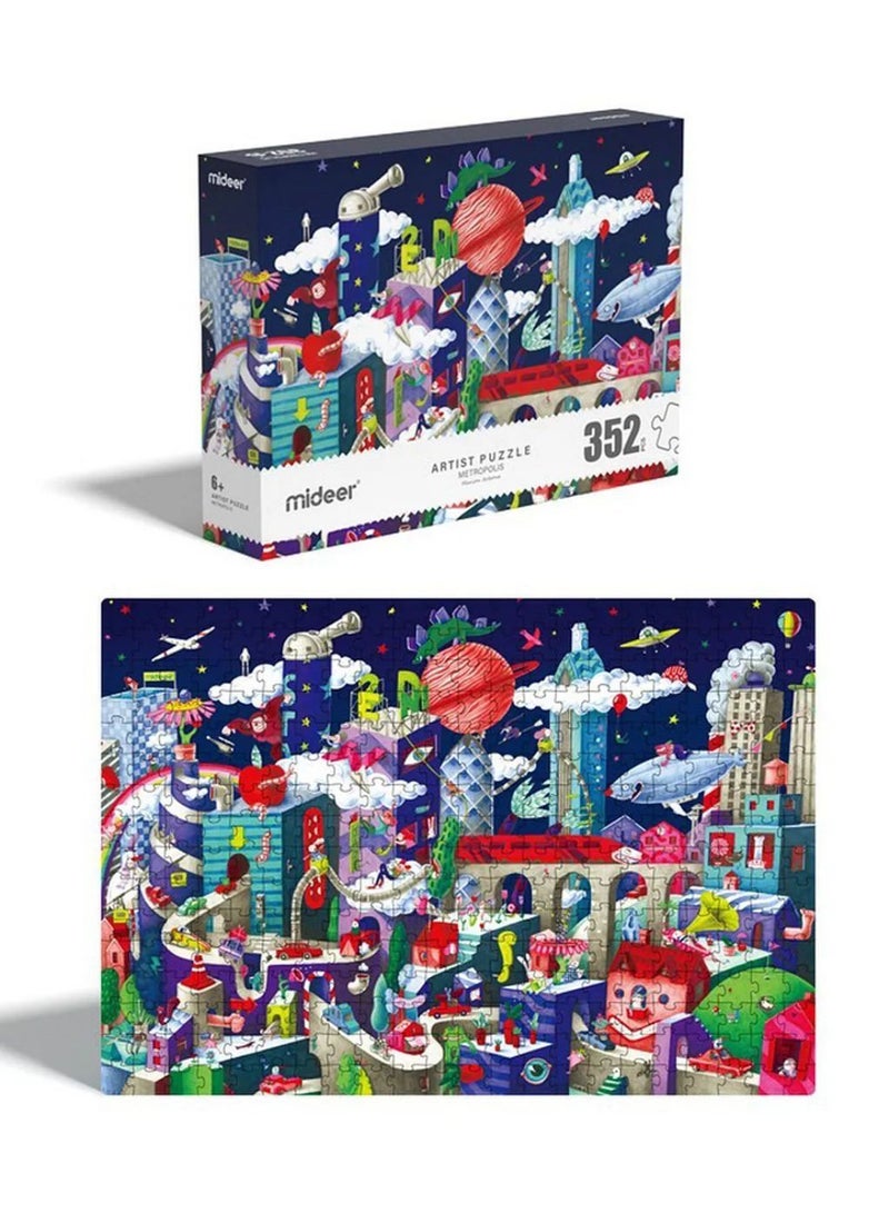 MiDeer Metropolis Puzzle for Ages 6+ – Interactive 352-Piece Jigsaw Puzzle | Easy-to-Fit Pieces | Enhances Motor Skills & Coordination | 31x33x18cm - Image 1