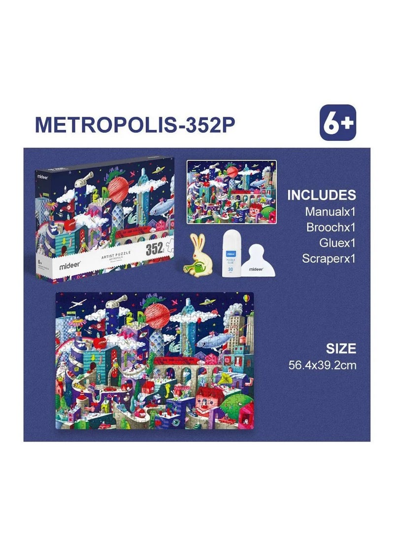 MiDeer Metropolis Puzzle for Ages 6+ – Interactive 352-Piece Jigsaw Puzzle | Easy-to-Fit Pieces | Enhances Motor Skills & Coordination | 31x33x18cm - Image 4