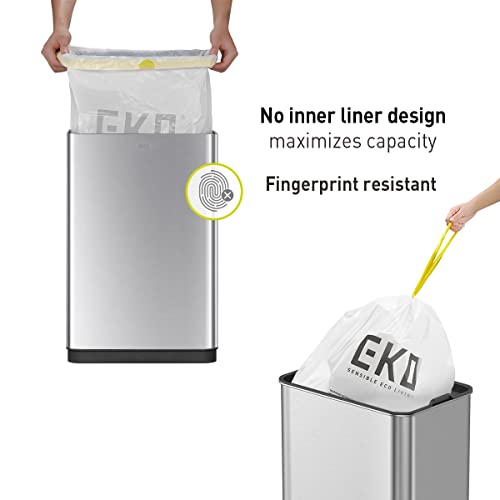 EKO Mirage-T 50 Liter / 13.2 Gallon Touchless Rectangular Motion Sensor Trash Can, Brushed Stainless Steel Finish - Image 4