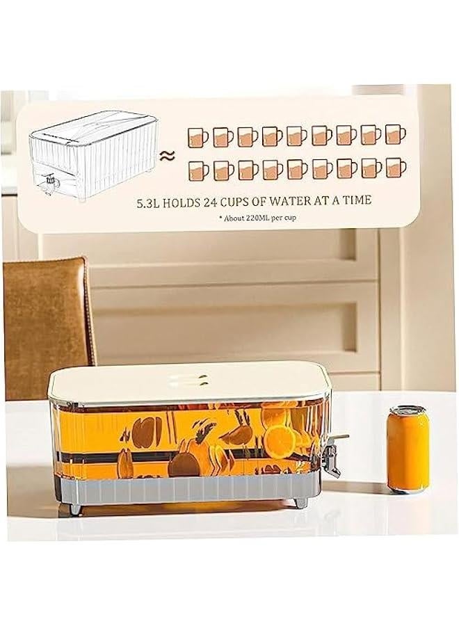 موزع مشروبات سعة 5.3 لتر مع صنبور، موزع مياه الثلاجة مع حنفية، أكسسوارات إبريق الزجاج للكوكتيل، موزع مشروبات الثلاجة - Image 4