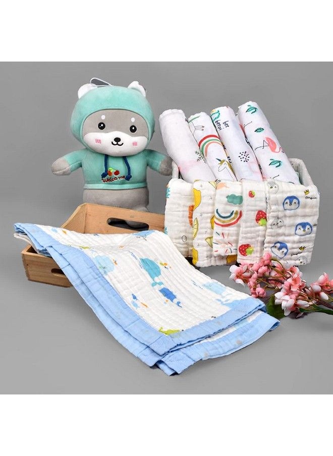 MOM'S HOME Organic Muslin New Born Baby Gift Setblue White10 Items  - Image 2