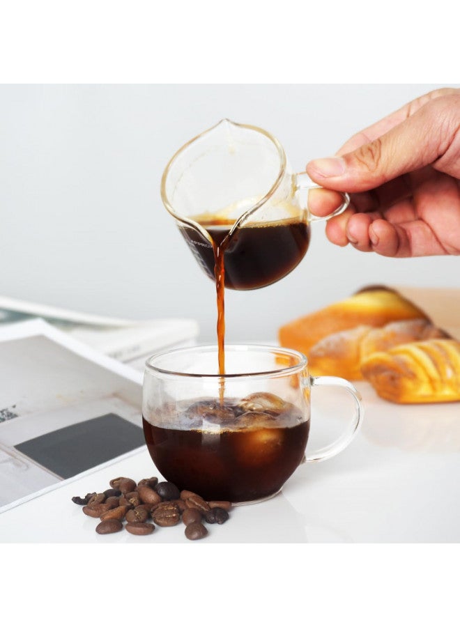 BCnmviku 2 Pack Double Spouts Measuring Triple Pitcher Milk Cup 75ML Espresso Shot Glasses Parts Clear Glass - Image 5
