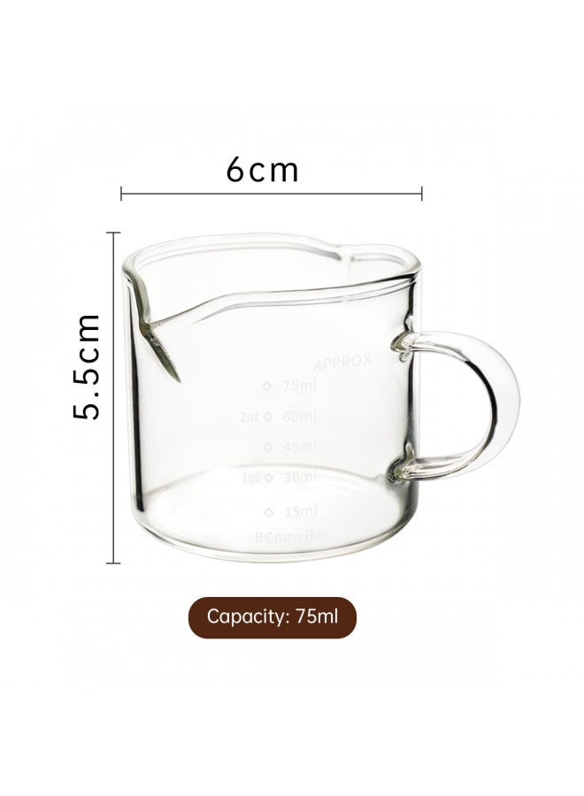 BCnmviku 2 Pack Double Spouts Measuring Triple Pitcher Milk Cup 75ML Espresso Shot Glasses Parts Clear Glass - Image 2