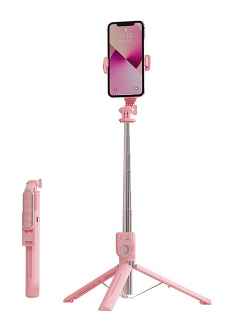 1.3m Expandable Tripod 360° Rotating Selfie Stick with Bluetooth Remote Shutter Portable Stable Selfie Stick Tripod for Photography, Live Broadcast, Video Shooting Pink