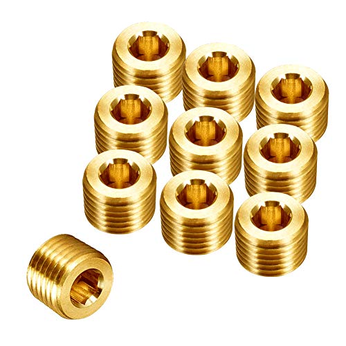Joywayus Brass Hex Counter Sunk Plug 1/8" NPT Male Pipe Fitting Set Internal Hex Socket Thread Pipe Plug for Closing the End of Pipe (Pack of 10) - Image 1