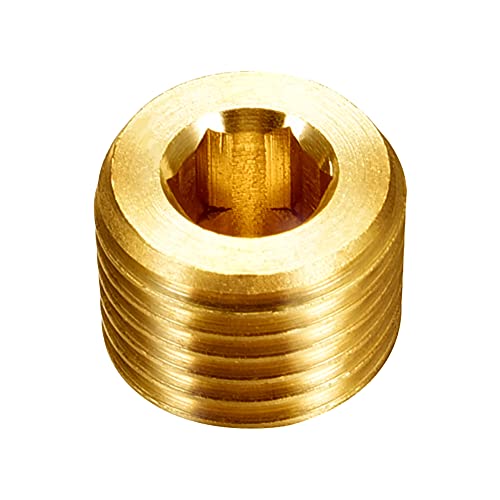 Joywayus Brass Hex Counter Sunk Plug 1/8" NPT Male Pipe Fitting Set Internal Hex Socket Thread Pipe Plug for Closing the End of Pipe (Pack of 10) - Image 3
