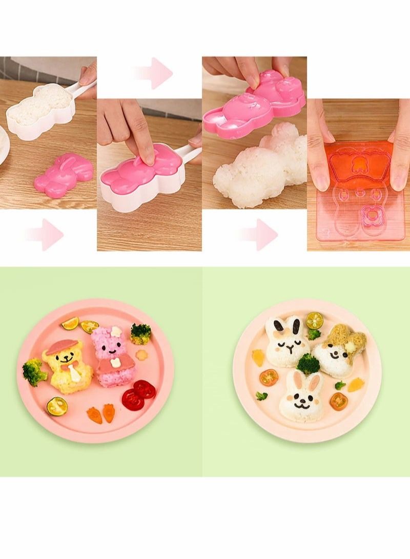 Rice Ball Mold, Cute Rabbit Bear Pattern Making Tool for Kids, Cartoon Kitchen Party Sushi Mold DIY Lunch Bento 6 Pcs - Image 4