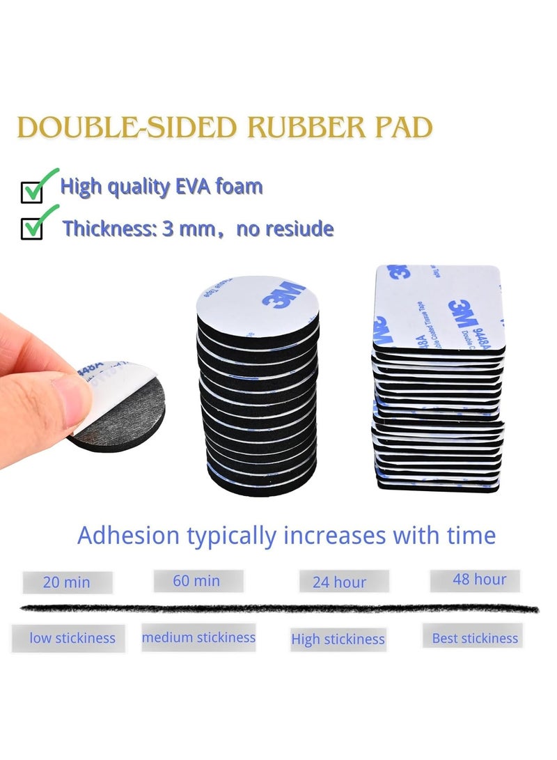 3M 150 Pcs Double Sided Tape Strong Heavy Duty Waterproof Tape Adhesive Foam Pad Tape for Holding Picture, Walls Picture, Light, Hooks, Home, Office, Square & Round - Image 2