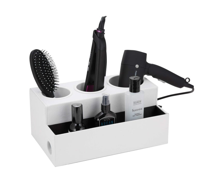 J JACKCUBE DESIGN Hair Tool Organizer Dryer Holder Hair Styling Accessories Organizer Bathroom Storage Countertop with 3 HolesWhite  MK154D