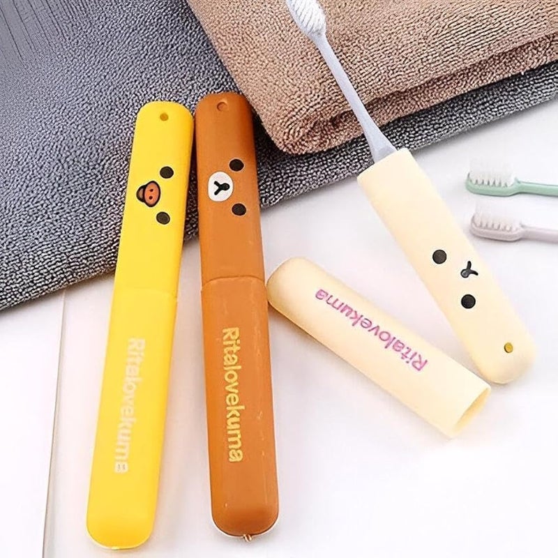 Portable Toothbrush Case Cute Cartoon Travel Toothbrush Case 1 Piece Random Color - Image 1