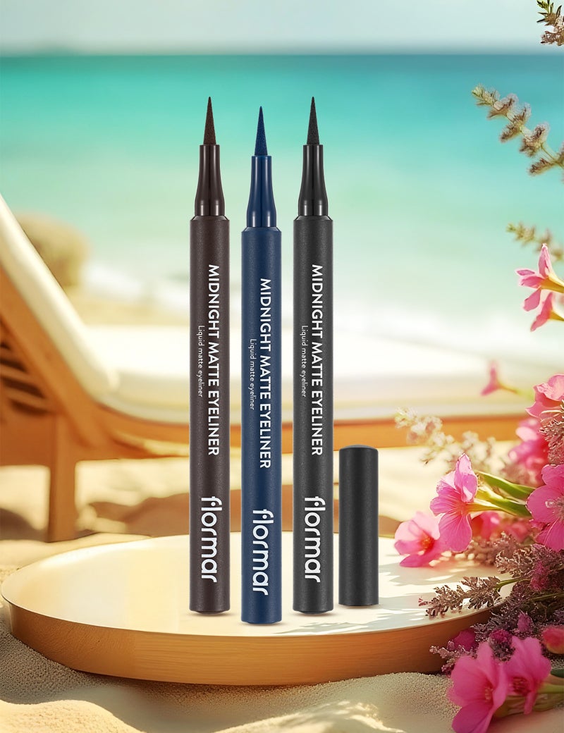 flormar Midnight Matte Eyeliner – 001 Black – Precise Tip, Matte Finish, Brush Design, Smooth 001-BLACK - Image 4