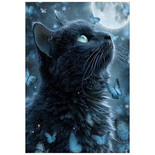 Ulord Great Jigsaw Puzzles for Adults 300 Pieces Black Cat Fantasy Night Puzzles for Adults Toys Gift Family Decoration Kids Puzzle - Image 1