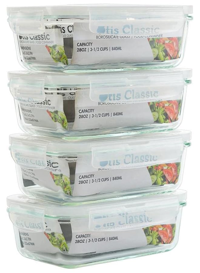 Zaboon Glass Food Storage Containers With Locking Lidsglass Meal Prep Containers With Lids  Lunch Bento Boxes1Compartment4 Box Settransparent Lidsbpa Free & Dishwasher Safe - Image 1