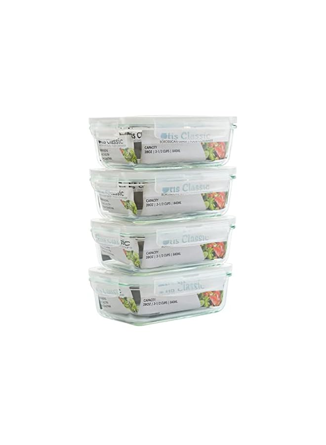 Zaboon Glass Food Storage Containers With Locking Lidsglass Meal Prep Containers With Lids  Lunch Bento Boxes1Compartment4 Box Settransparent Lidsbpa Free & Dishwasher Safe - Image 2