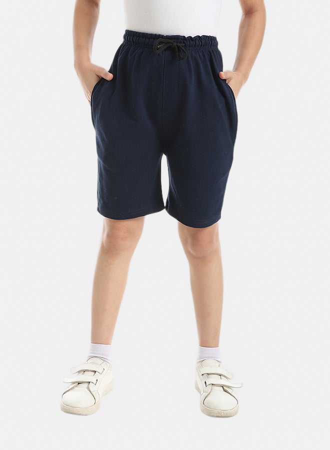 Andora Elastic Waist With Drawstrings Shorts_Navy Blue - Image 1