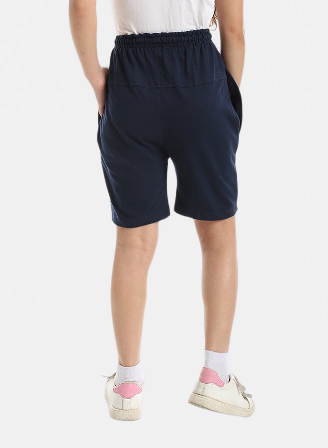 Andora Elastic Waist With Drawstrings Shorts_Navy Blue - Image 4