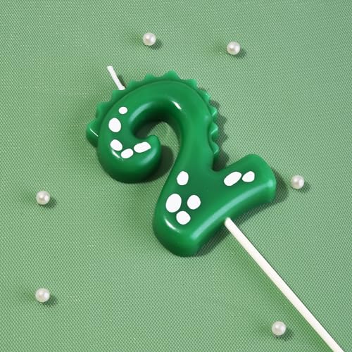 PHD CAKE 2.76 Inch Green Dinosaur 2 Number Birthday Candles, Dinosaur Number Candles, Cake Number Candles, Party Celebrations - Image 2