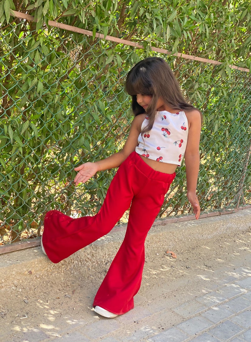 noya Red wide-leg pants for kids 