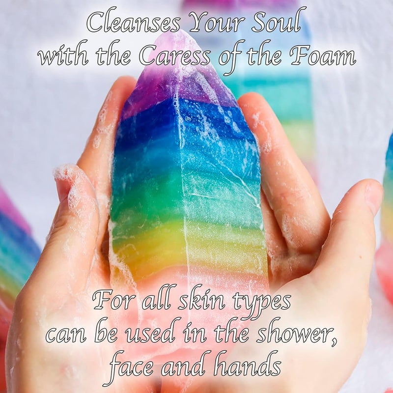 BBJohn Crystal Chakra Soap Rock Soap Bar Jasmine Essential Oil Fragance Natural Gemstones Healing Energy Fancy RockSoap Moisturizing Skin Scented Soap Gift for Women and Men - Image 5