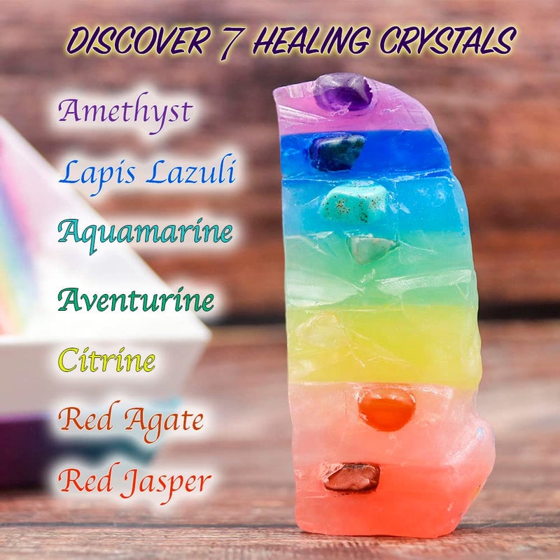 BBJohn Crystal Chakra Soap Rock Soap Bar Jasmine Essential Oil Fragance Natural Gemstones Healing Energy Fancy RockSoap Moisturizing Skin Scented Soap Gift for Women and Men - Image 4