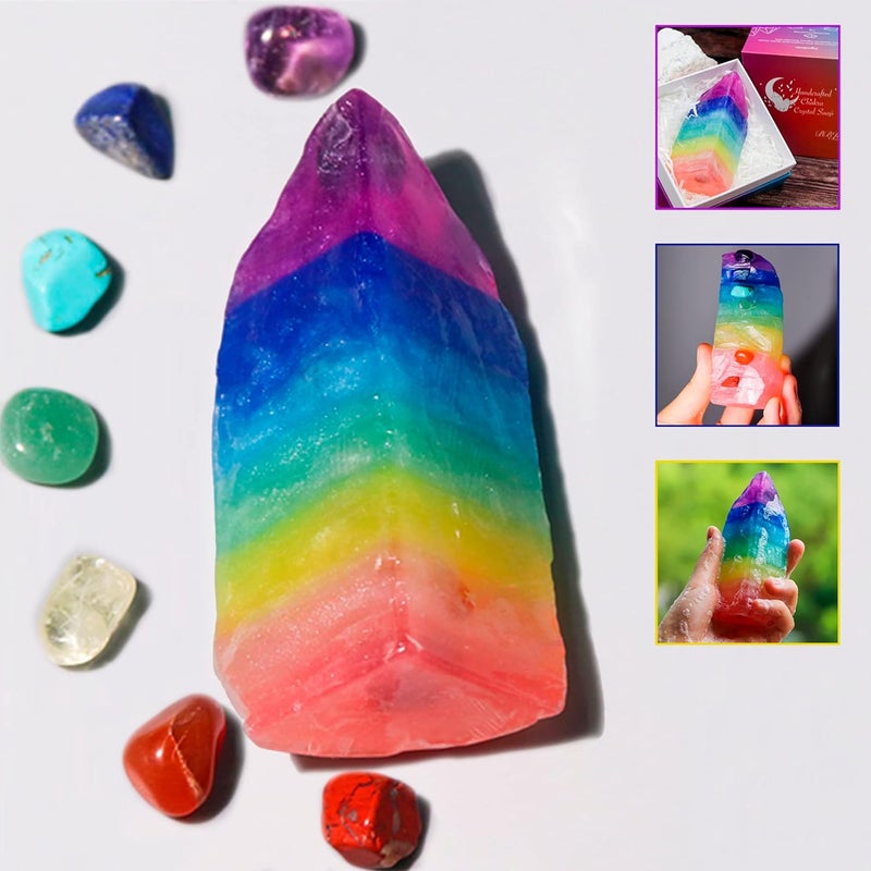 BBJohn Crystal Chakra Soap Rock Soap Bar Jasmine Essential Oil Fragance Natural Gemstones Healing Energy Fancy RockSoap Moisturizing Skin Scented Soap Gift for Women and Men - Image 1