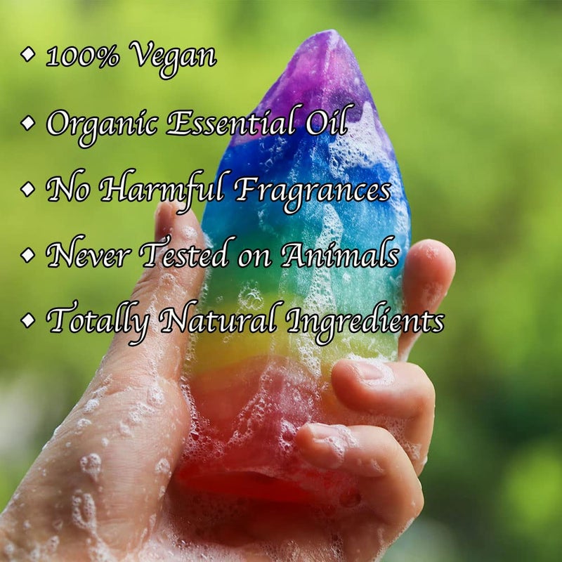 BBJohn Crystal Chakra Soap Rock Soap Bar Jasmine Essential Oil Fragance Natural Gemstones Healing Energy Fancy RockSoap Moisturizing Skin Scented Soap Gift for Women and Men - Image 2
