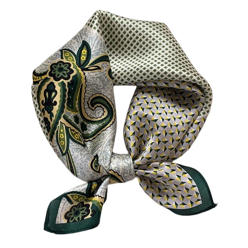 Aufeel Women's 100% Pure Mulberry Silk Small Square Scarf - Neckerchief Women - Silk Headscarf - 21" x 21" (Army Green) - Image 1