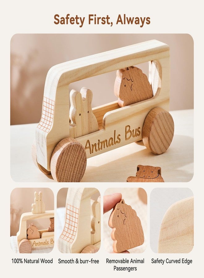 let's make Baby Wooden Toys Push Cars Animal Bus Toys Set Toddlers Developmental Grasping Toys Wooden Toys Gift for Kids Boys Girls Birthday Christmas - Image 3
