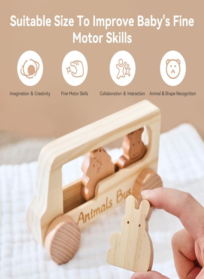 let's make Baby Wooden Toys Push Cars Animal Bus Toys Set Toddlers Developmental Grasping Toys Wooden Toys Gift for Kids Boys Girls Birthday Christmas - Image 4