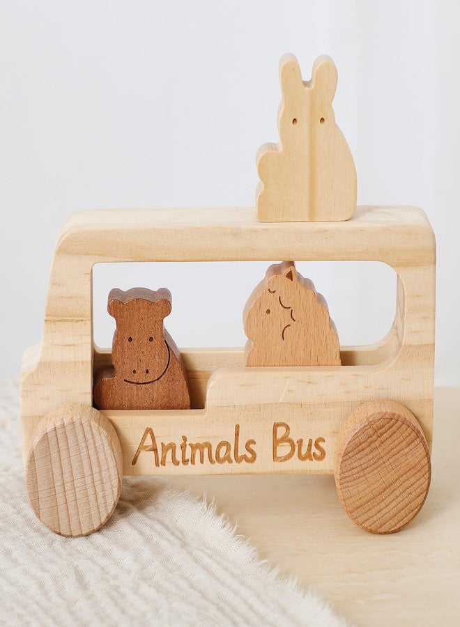 let's make Baby Wooden Toys Push Cars Animal Bus Toys Set Toddlers Developmental Grasping Toys Wooden Toys Gift for Kids Boys Girls Birthday Christmas - Image 1