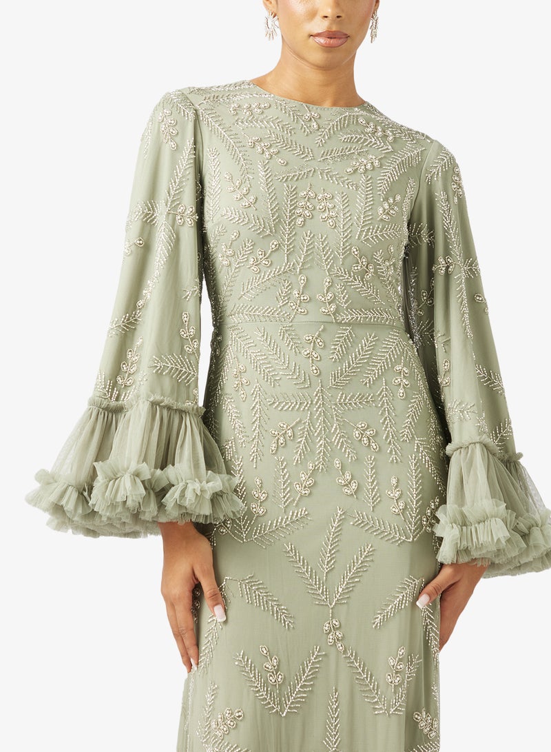 ماري فستان ماكسي بأكمام واسعة مزين بالترتر من ستارا - Image 3