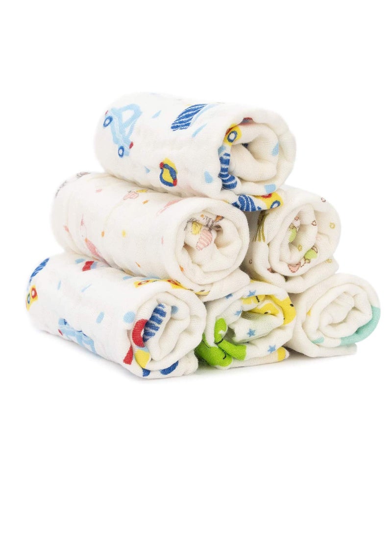 6 PCS Baby Bath Set Baby Face Cloth,Newborn Baby Clothes Baby Wipes For Newborn, Wash Cloths for Face & Body, Organic Baby Wipes, Soft Baby Towels, Baby Wash Cloth (Random Pattern) - Image 1