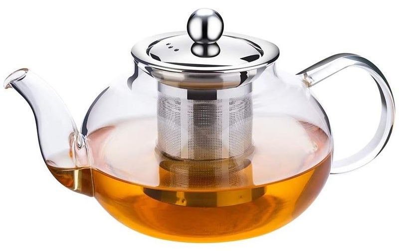 MileMelo Glass Kettle/Teapot with Stainless Steel Infuser & Lid, Borosilicate Glass Tea Kettle Stovetop Safe, Blooming & Loose Leaf Teapot（1000ml） - Image 1