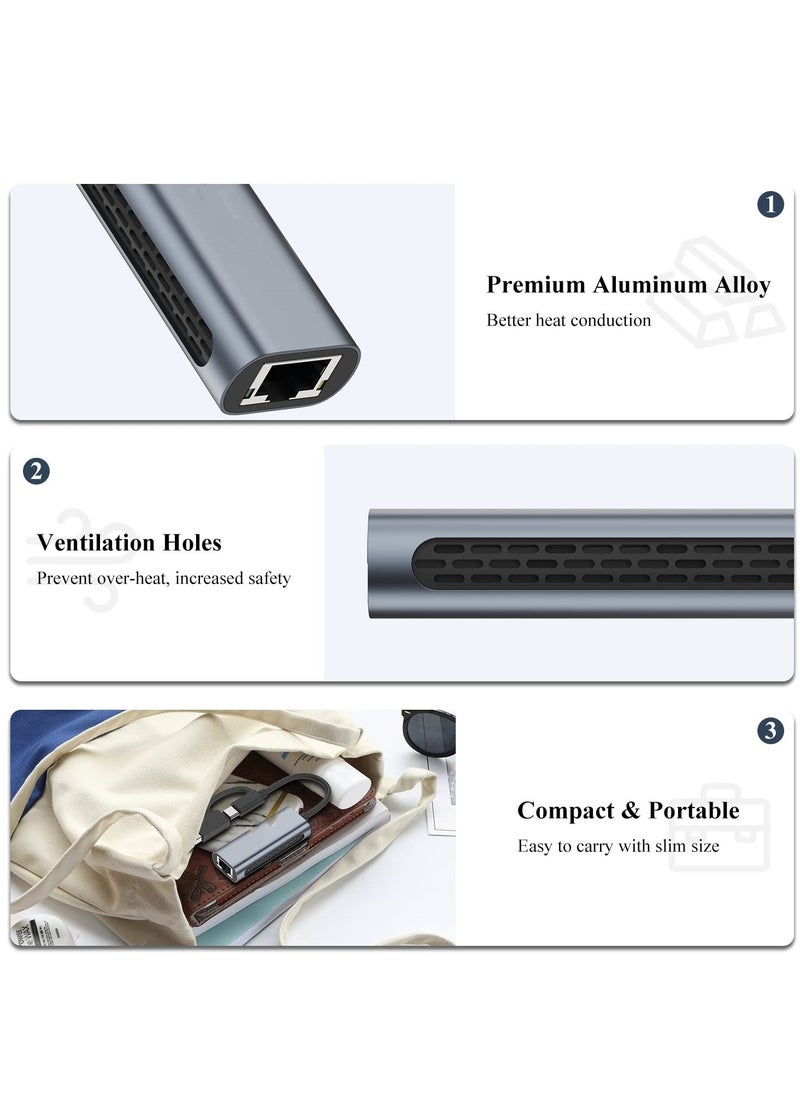 SYOSI - محول USB إلى 2.5G إيثرنت، محول إيثرنت 2 في 1 USB C/USB 3.0 متوافق مع اللابتوب، محول شبكة USB-C إلى RJ45، متوافق مع Thunderbolt 4/3، لنظام ويندوز، ماك أو إس، نظام آيباد أو إس وأكثر - Image 1